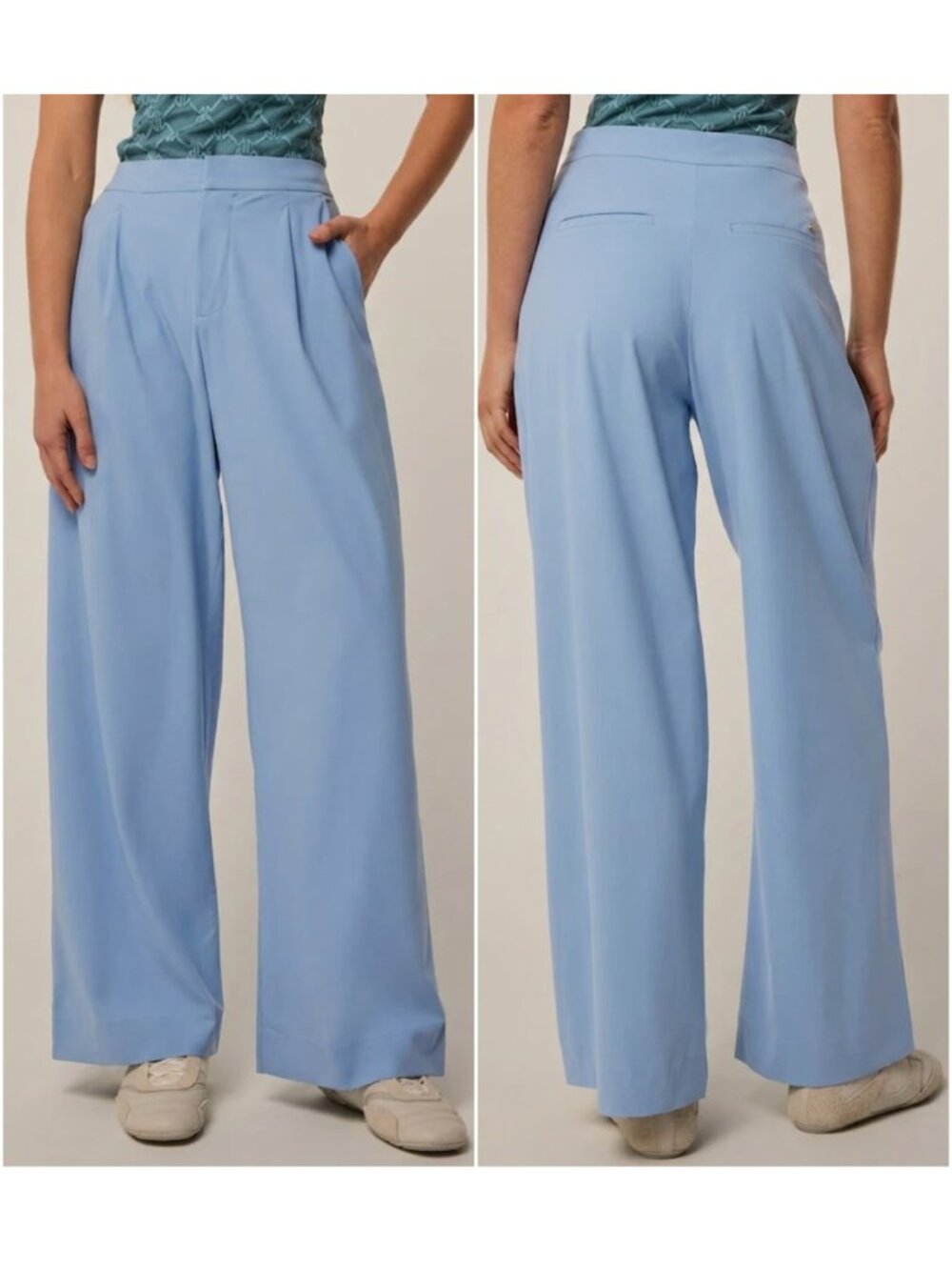 Greyson Phoenix Wide Leg Pleated Trouser Pants Light Blue size L Golf Athleisure